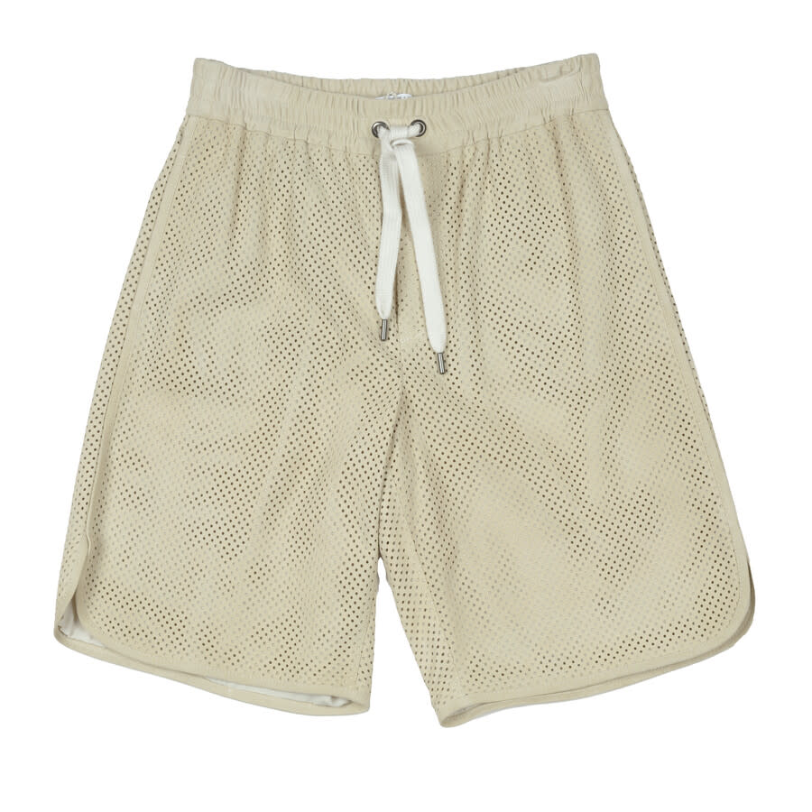 Brunello Cucinelli Winter White Leather Bermuda Shorts