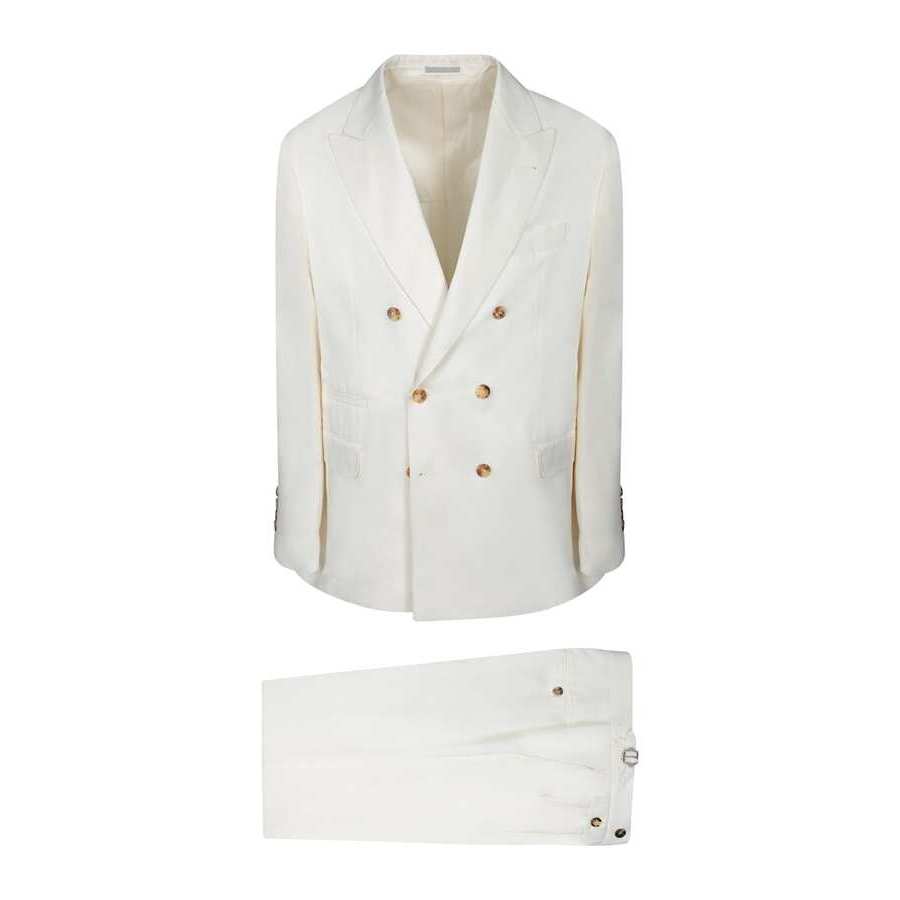 Brunello Cucinelli Off White Silk Linen Suit