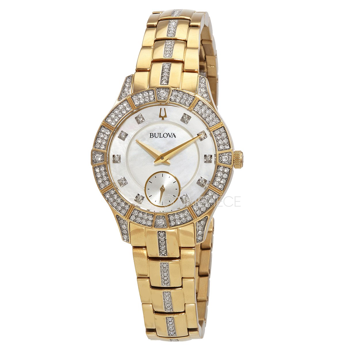 Bulova Quartz Diamond Crystal Mother of Pearl Dial Ladies Watch 98L283