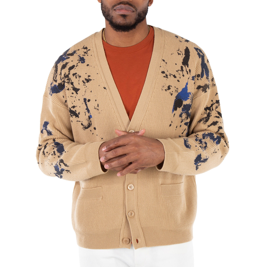 Moschino Paint-Splatter Wool Cardigan