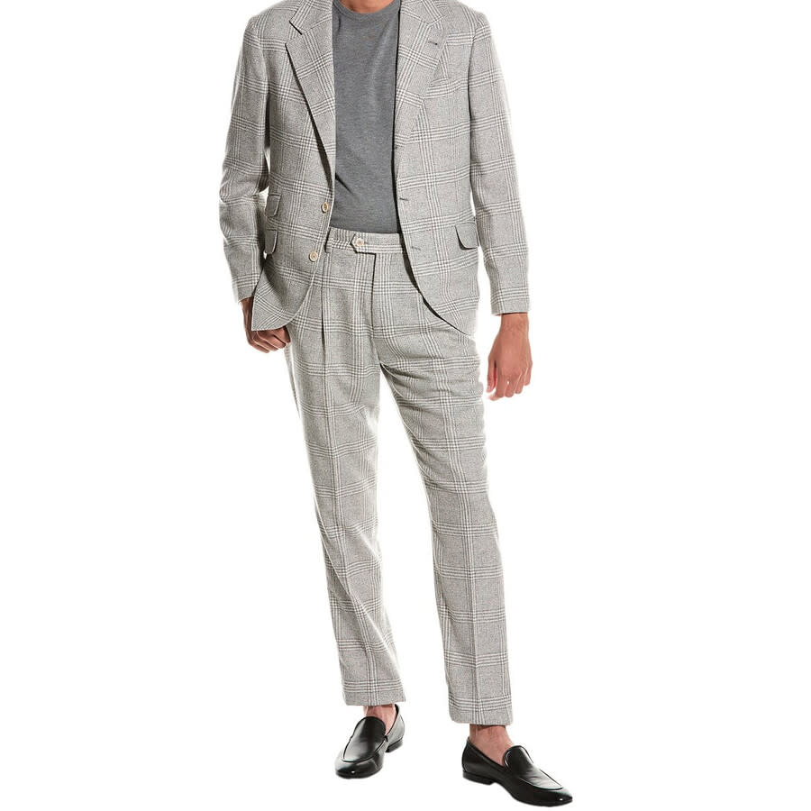 Brunello Cucinelli Pearl Plaid Tailored Suit