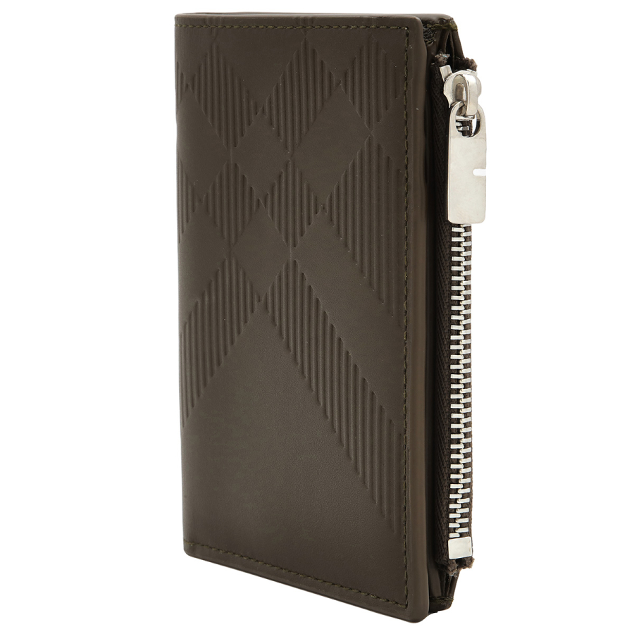 Burberry Military Embossed Check Zip Bifold Wallet