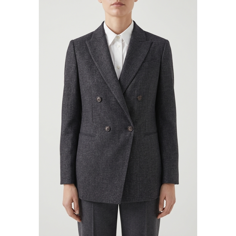Brunello Cucinelli Wodark Grey Double Breasted Blazer