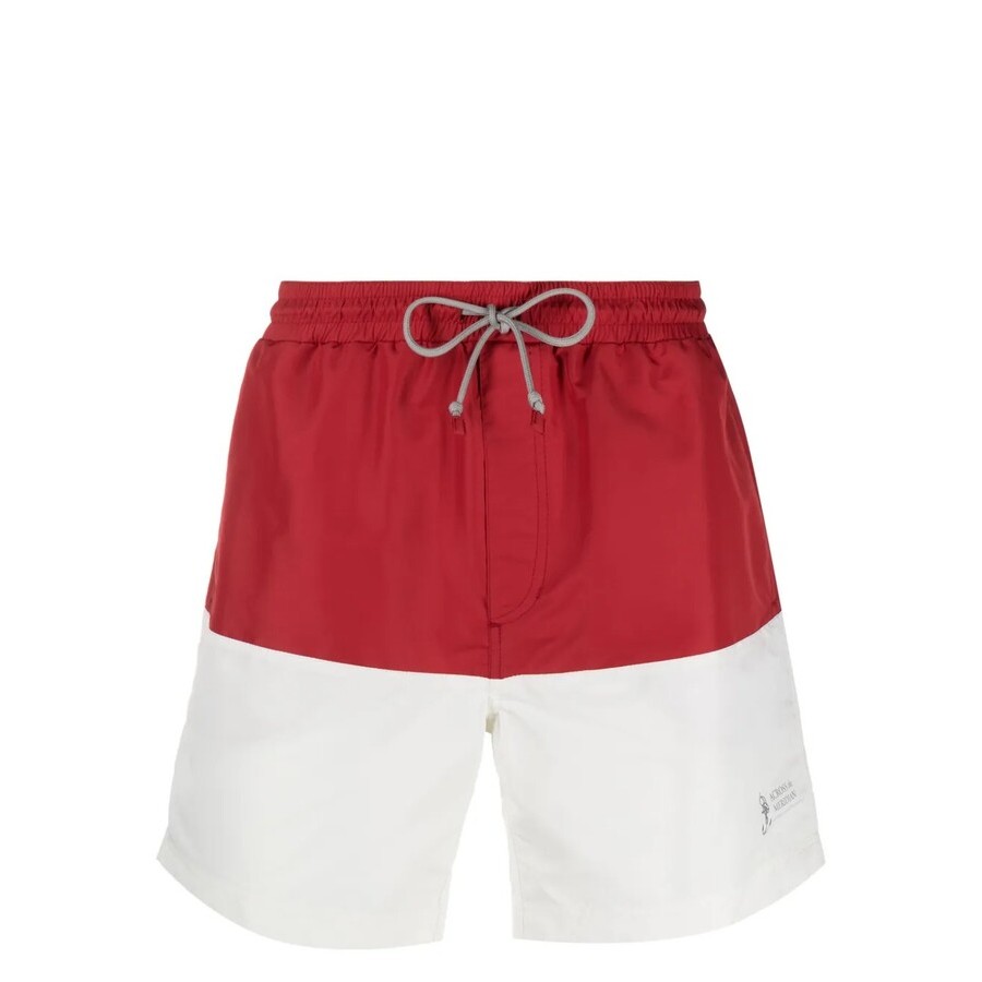 Brunello Cucinelli Men'S Red And White Swim Shorts