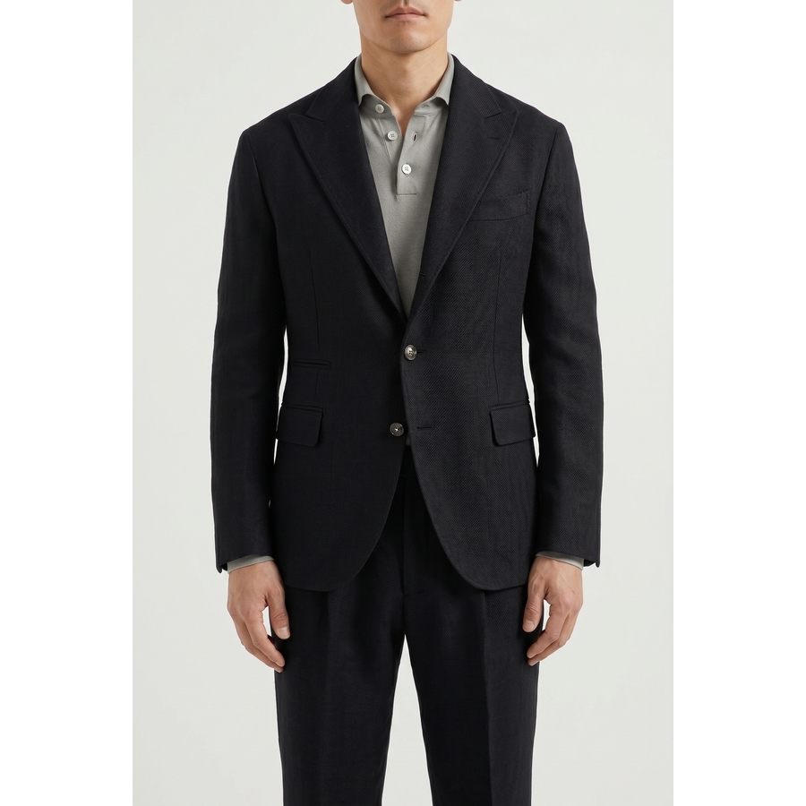 Brunello Cucinelli Black Wool Linen Suit