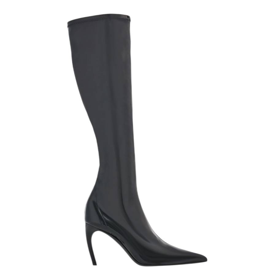 Ferragamo High Patent Stretch Boot, Size 10 C