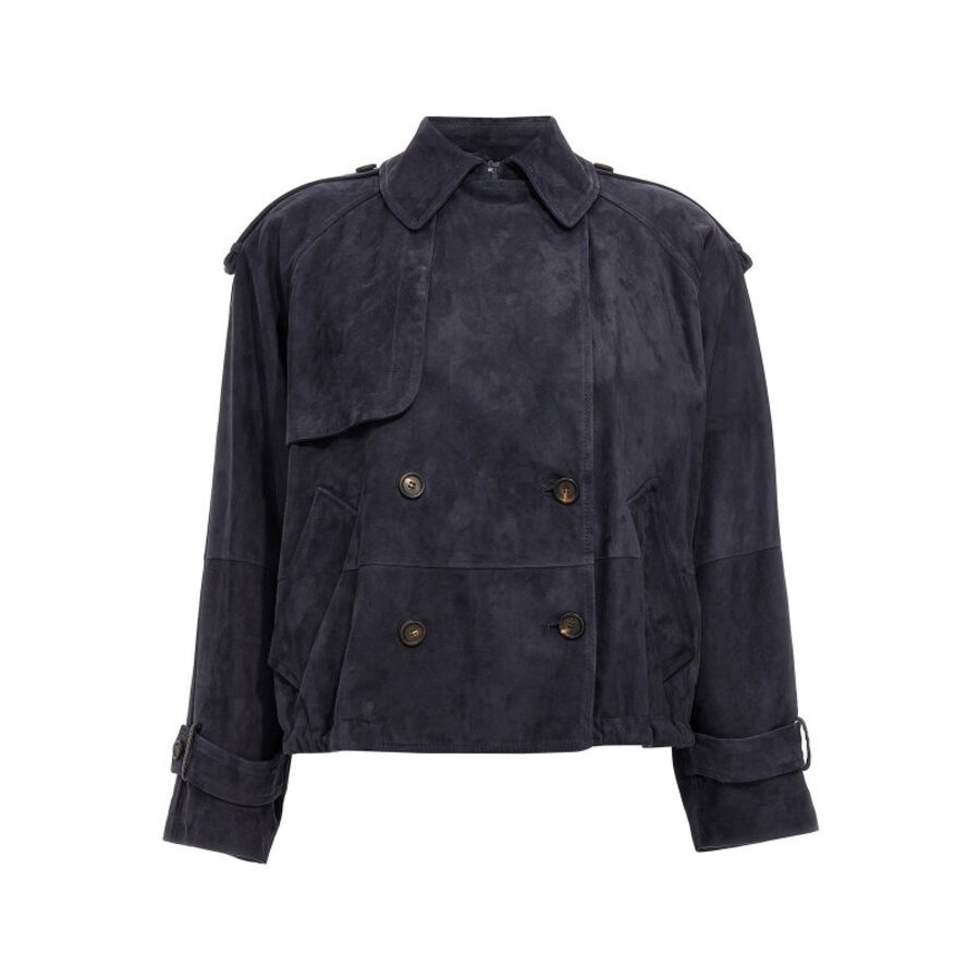 Brunello Cucinelli Womens Night Sky Suede Jacket