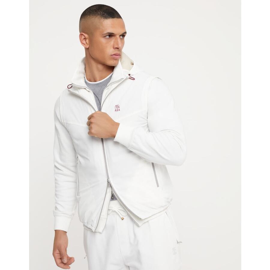 Brunello Cucinelli Men's Off White Zip Front Jacket