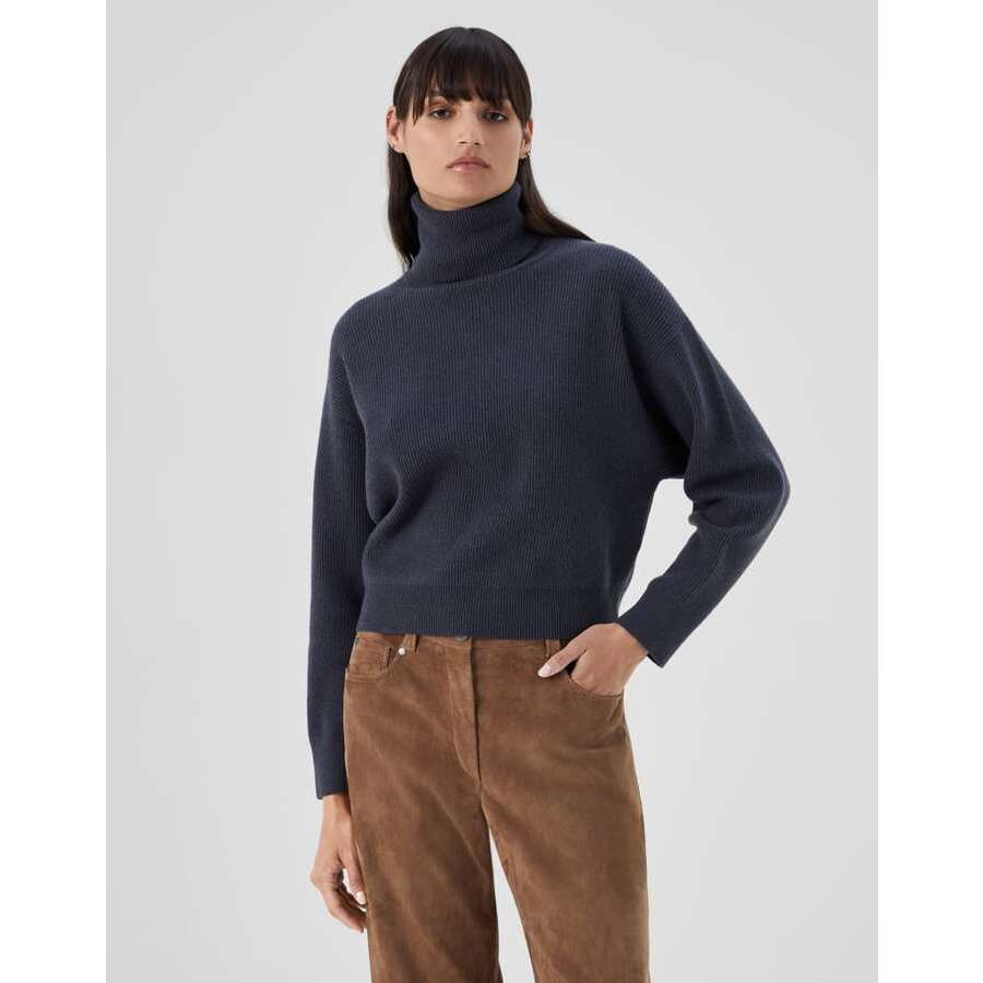 Brunello Cucinelli Women's Night Wool Silk Blend Turtleneck Sweater
