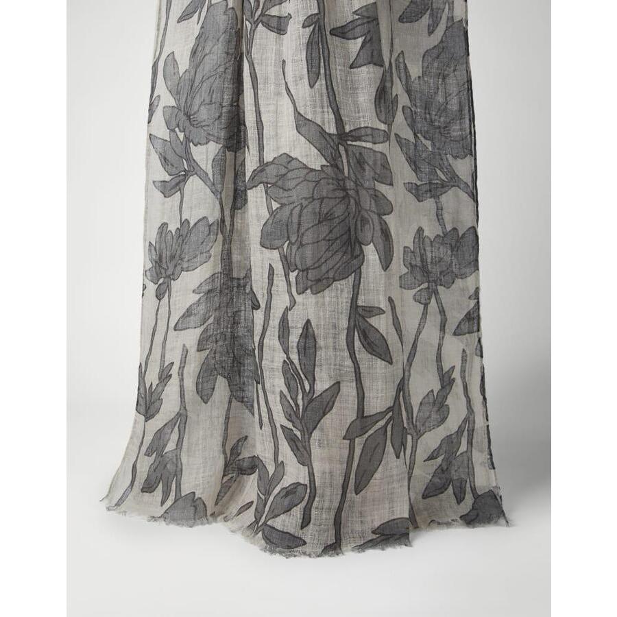 Brunello Cucinelli Women's Beige Linen Floral Scarf