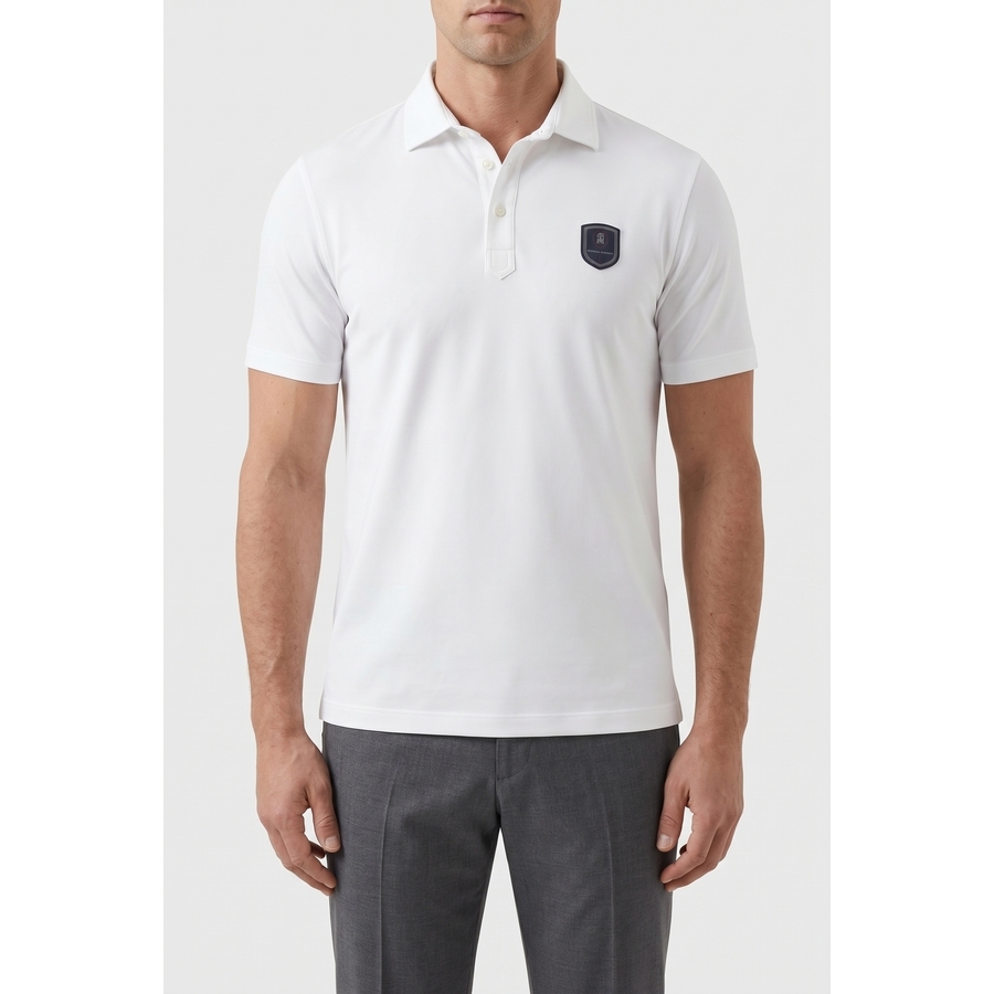 Brunello Cucinelli White Stretch Polo Shirt