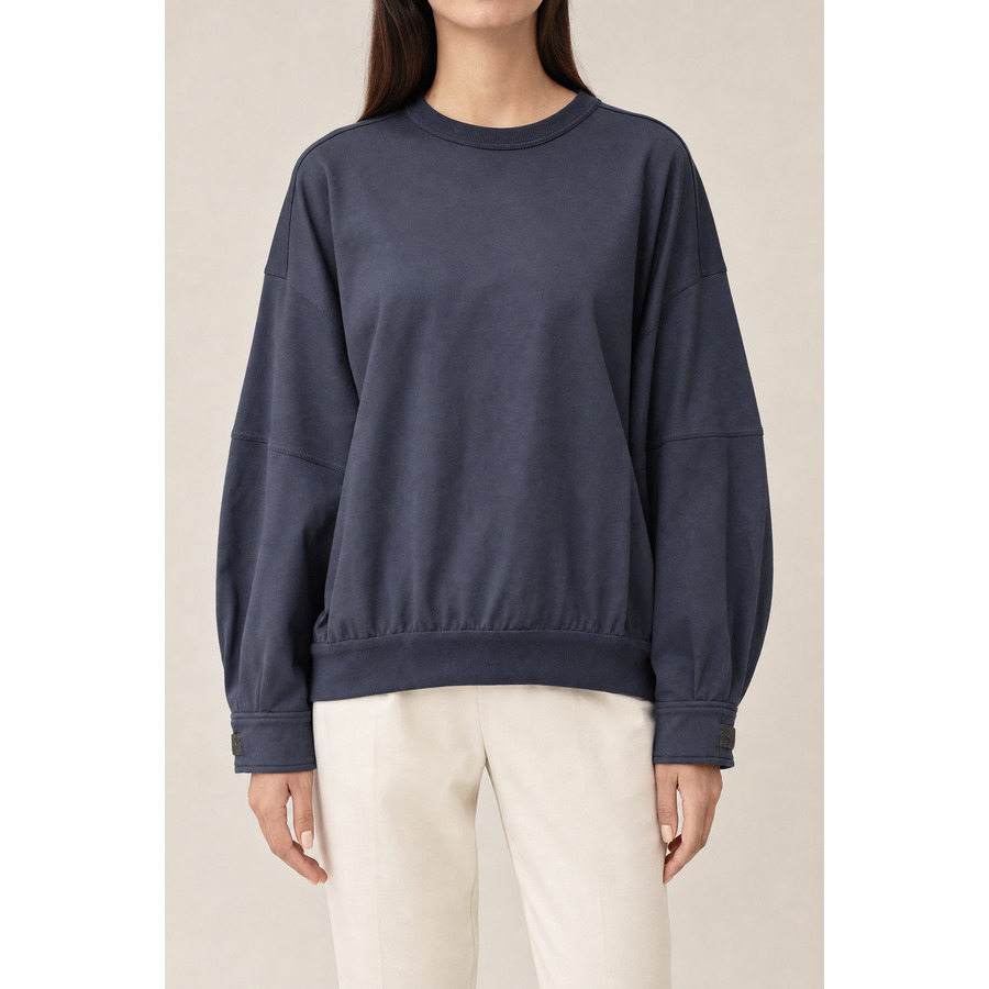 Brunello Cucinelli Womens Dark Blue Cotton Sweatshirt