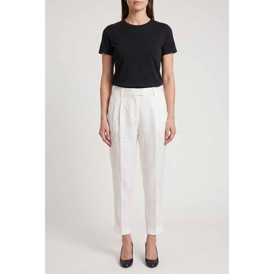 Brunello Cucinelli White Linen Blend Trousers