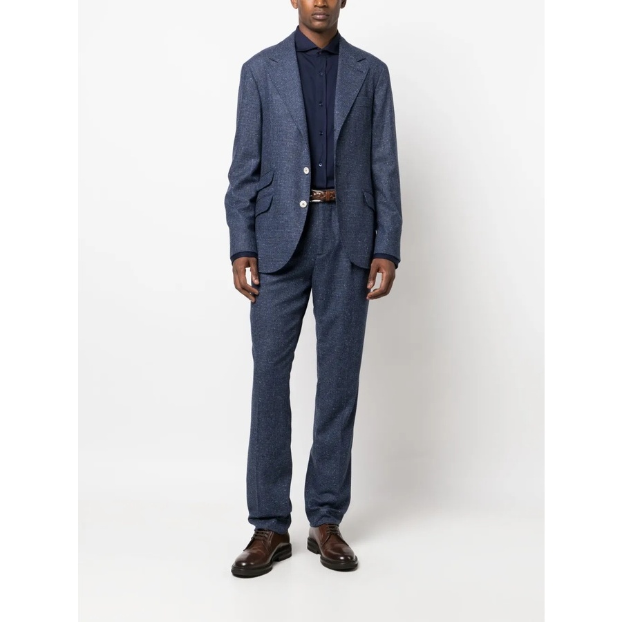 Brunello Cucinelli Blue Textured Tailored Suit