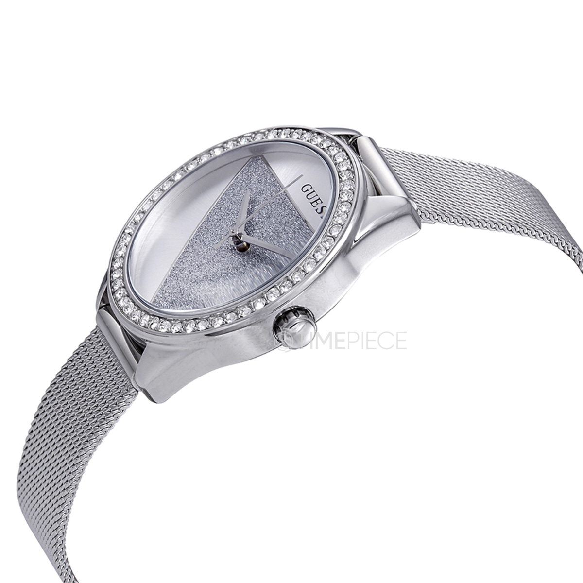 Guess ladies silver watch with crystals and glitz dial hot sale