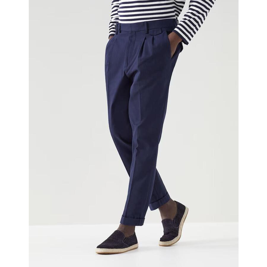Brunello Cucinelli Pleated Tailored Trousers — Navy