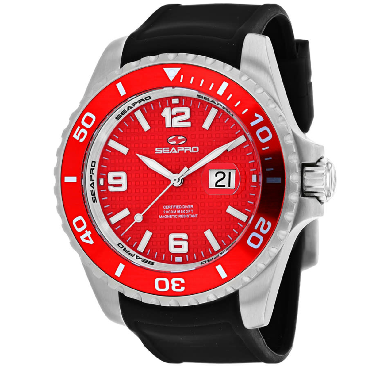 Seapro Abyss 2000M Diver Watch Quartz Red Dial Mens Watch SP0745