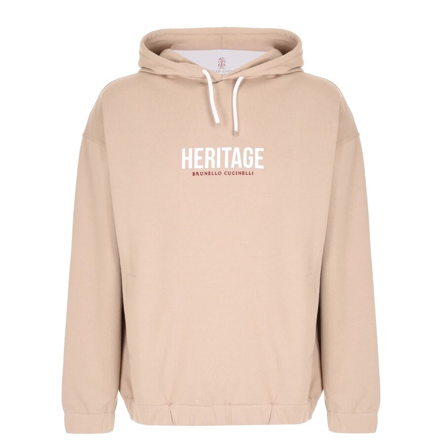 Brunello Cucinelli Logo-Print Cotton Blend Sweatshirt — Beige