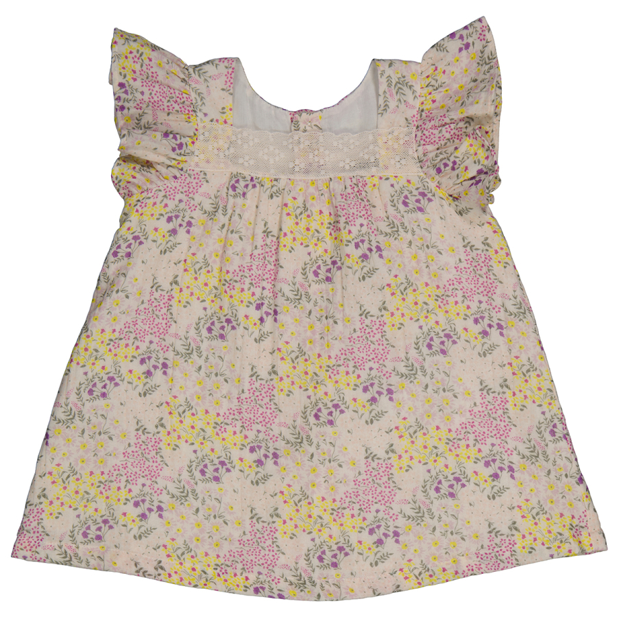 Bonton Girls Flower Prairie Ditsy Floral Flutter Sleeve Dress
