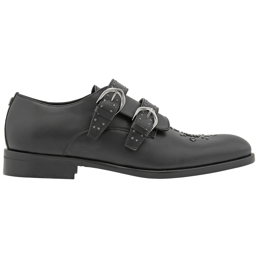 Roberto Cavalli Mens Black Vitellino Buckled Loafers