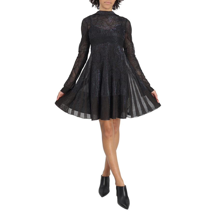 Roberto Cavalli Ladies Black Long Sleeve Lace Mini Dress