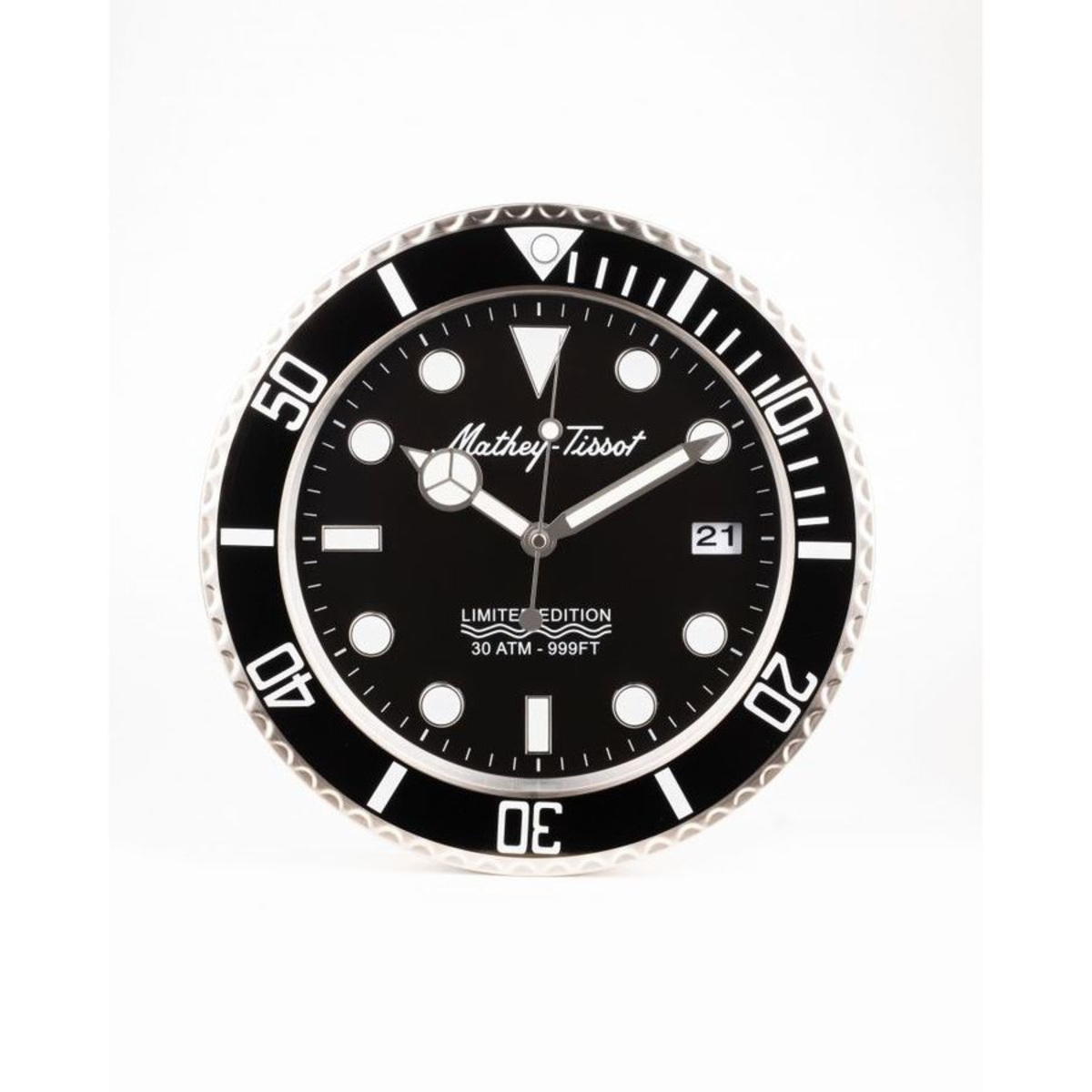 MatheyTissot Quartz Black Dial Wall Clock WCAN