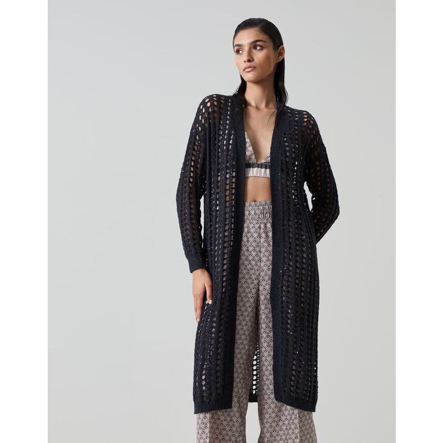 Brunello Cucinelli Women's Board Open Knit Longline Sweater