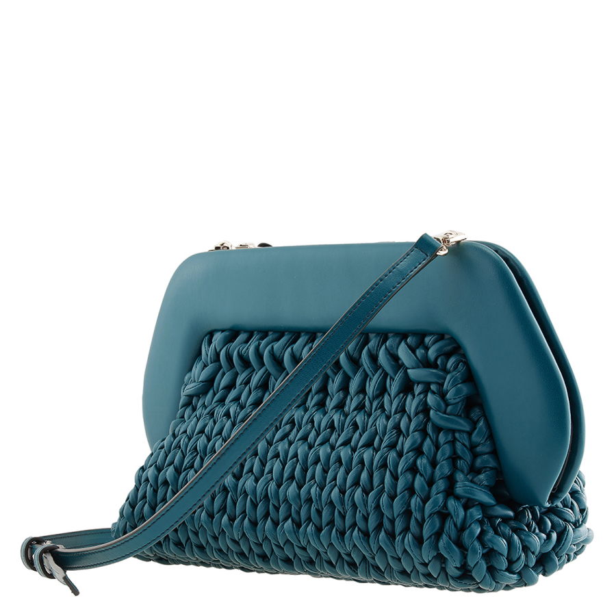 Themoire Botanical Interwoven Braided Clutch With Strap