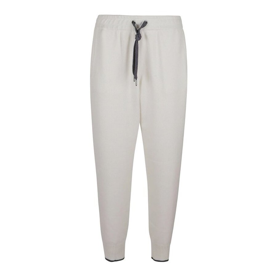 Brunello Cucinelli White Knit Drawstring Trousers