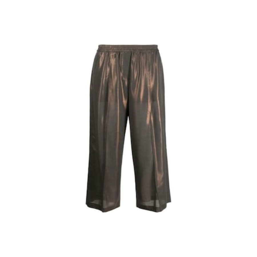 Brunello Cucinelli Metallic Wide-Leg Cropped Trousers