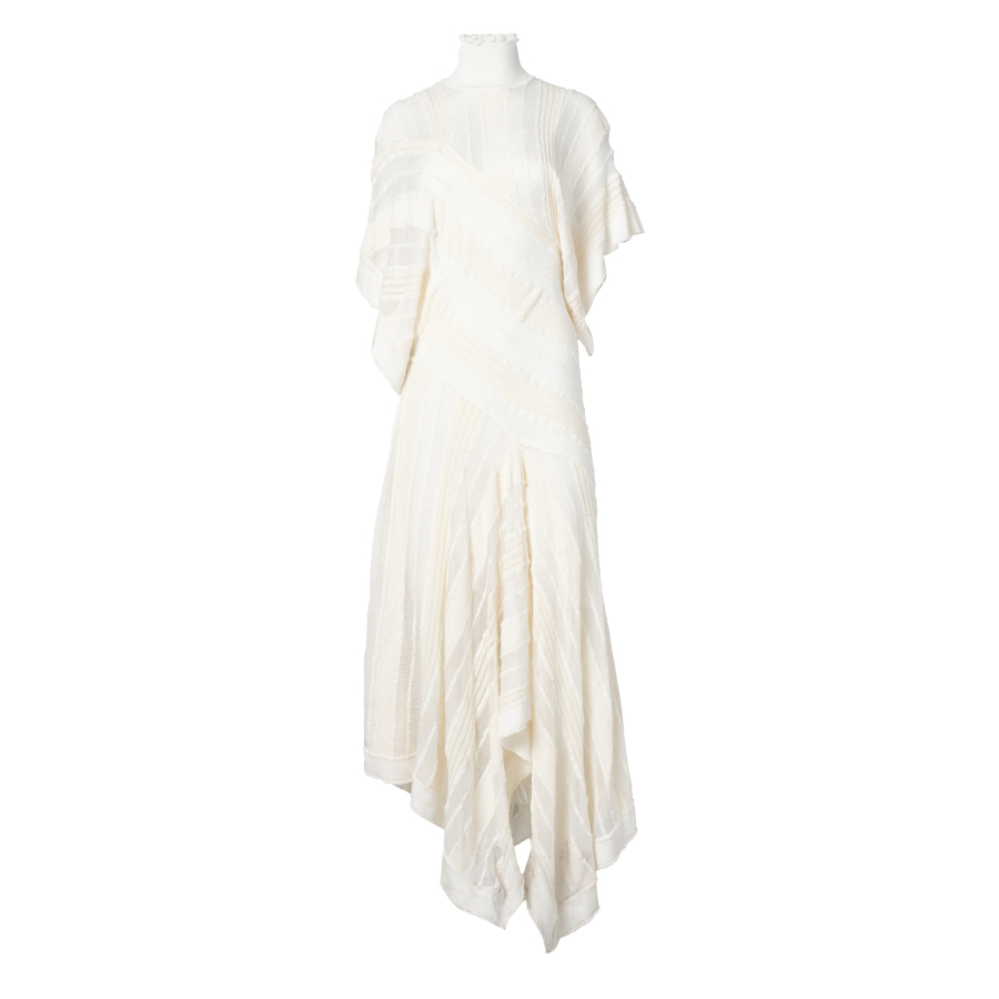Roberto Cavalli High-Neck Gown with Draped Sleeves