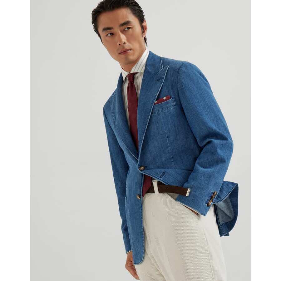 Brunello Cucinelli Men's Medium Denim Cotton Blazer