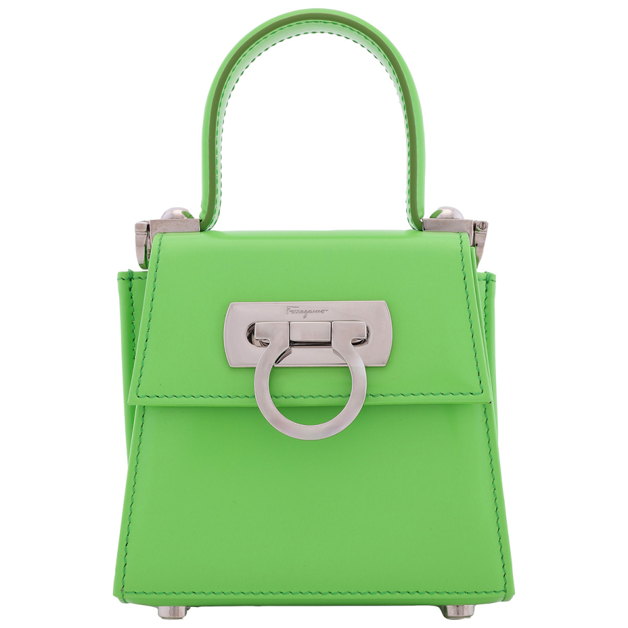 Ferragamo Ladies Green Micro Iconic Top Handle Bag