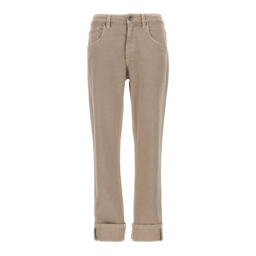Brunello Cucinelli Wocoffee Cream Straight Five Pocket Trousers
