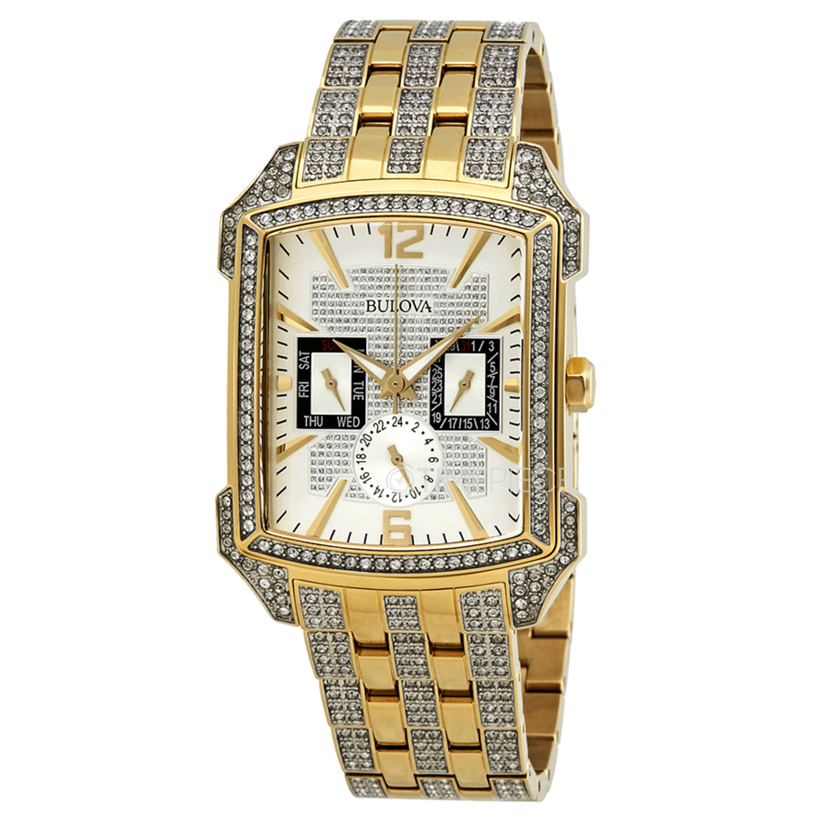 bulova men's crystal stainless steel quartz watch 98c109