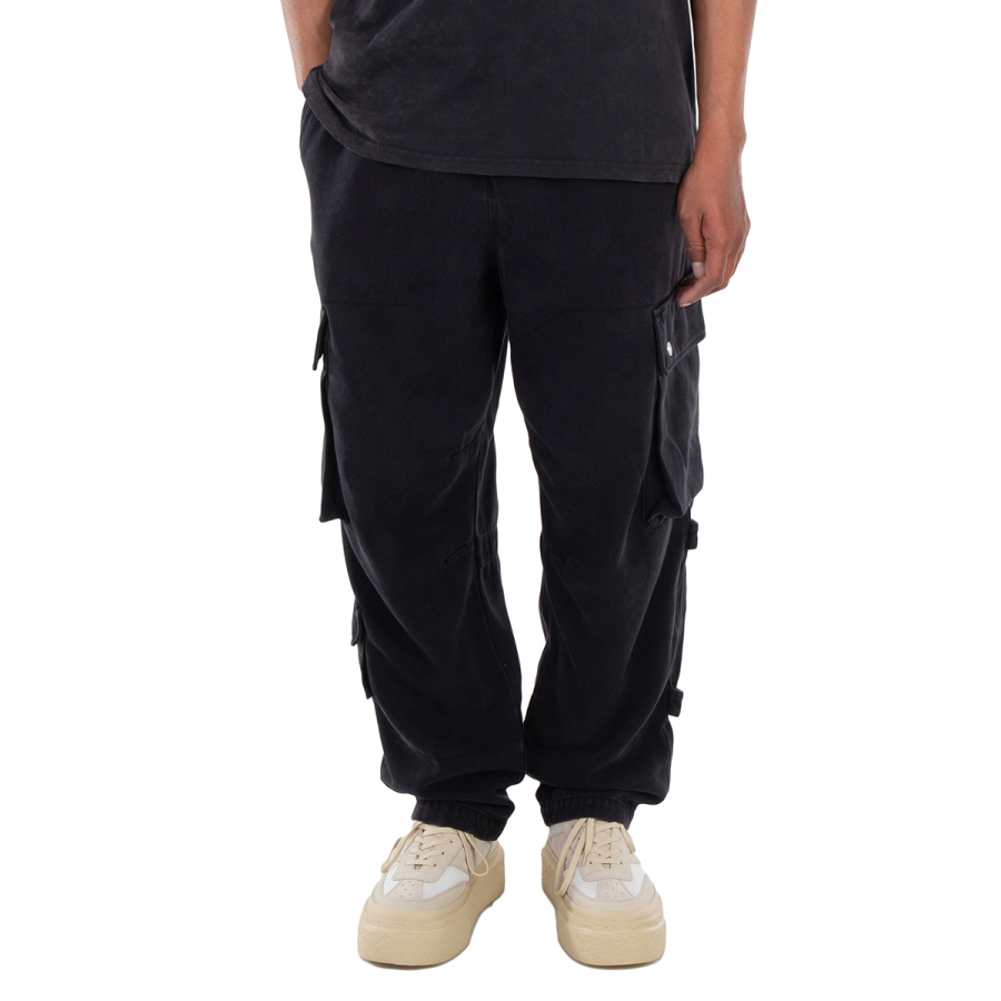 Isabel Marant Mens Black Logo-Patch Cargo Jeans