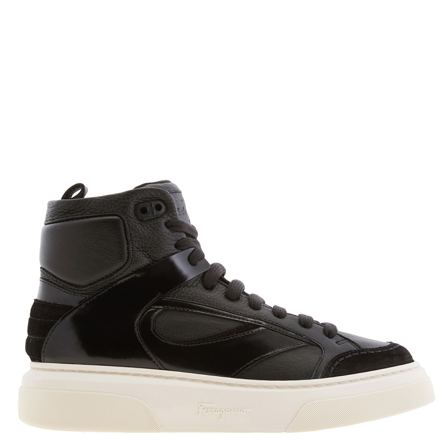 Ferragamo Cassio Leather High-Top Sneakers