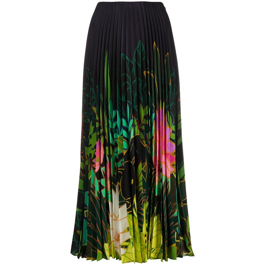 Valentino Garavani Pleated Floral-Print Skirt