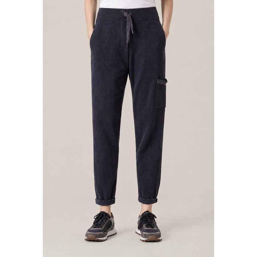 Brunello Cucinelli Women's Night Sky Ribbed Drawstring Trousers