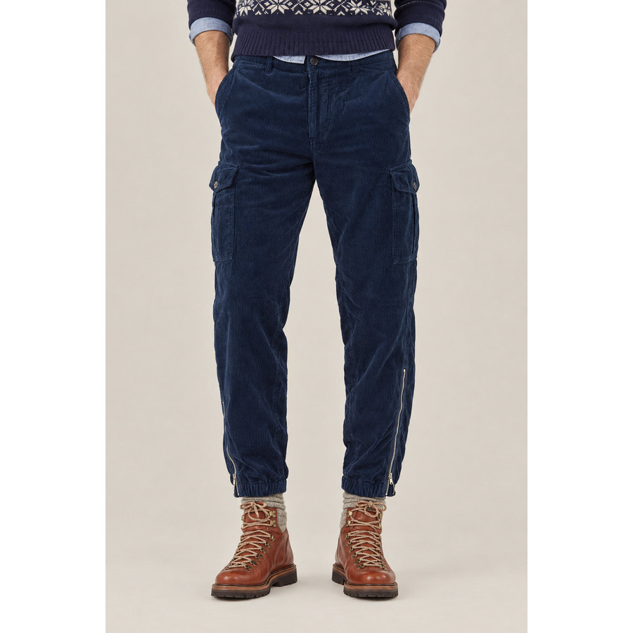 Brunello Cucinelli Mens Navy Cotton Cargo Trousers