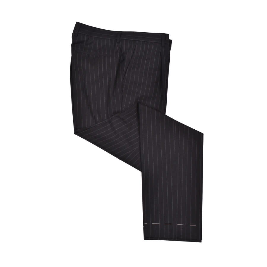 Brunello Cucinelli Virgin Wool Pinstripe Trousers — Black