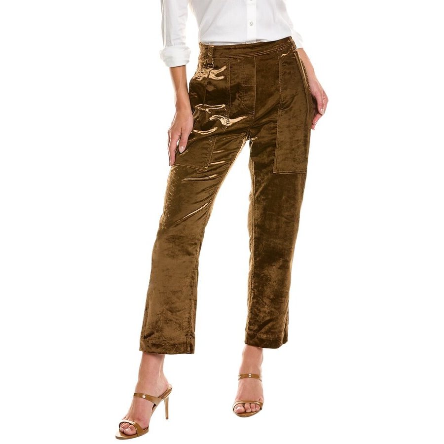 Brunello Cucinelli Brown Velvet High-Waisted Trousers, Brand Size 42 (US Size 8)