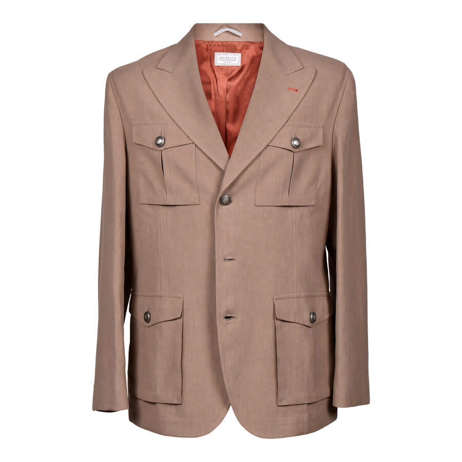 Brunello Cucinelli Tobacco Linen Safari Jacket
