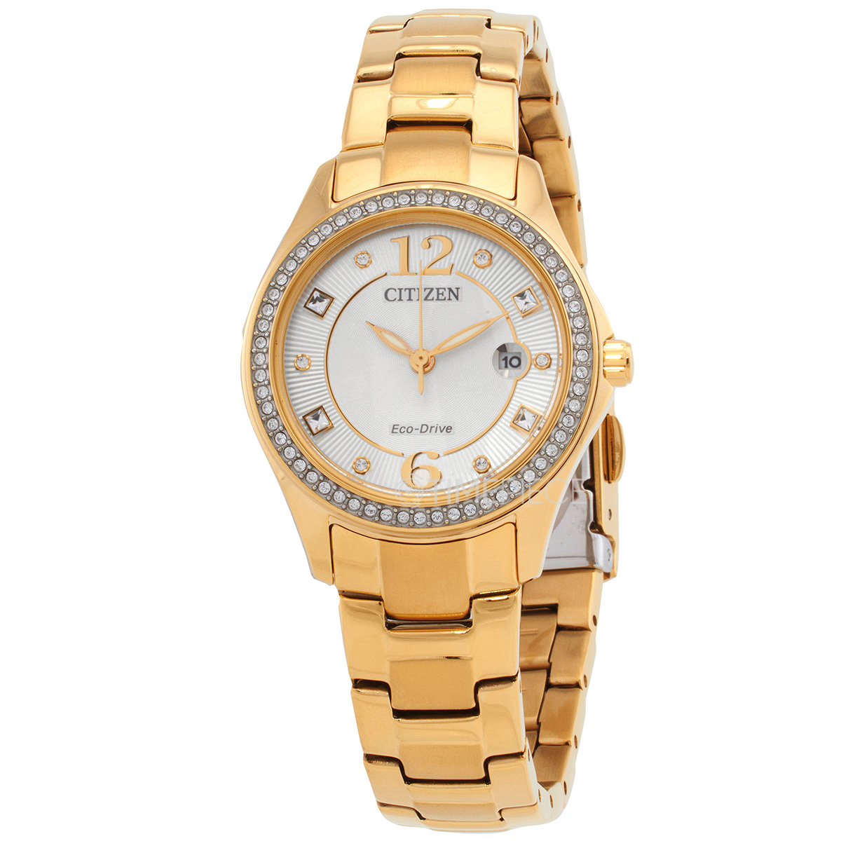 Citizen Crystal Eco-Drive Champagne Dial Ladies Watch FE1147-79P