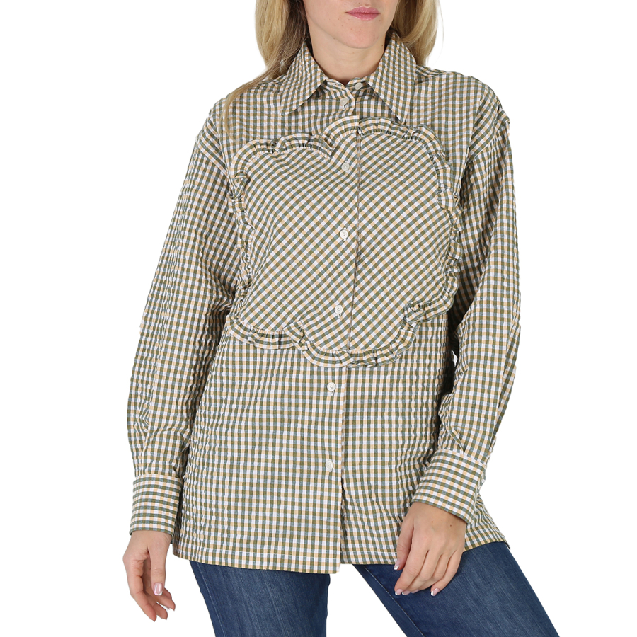 Kenzo Ladies Gingham Print Boke Flower Long-Sleeve Cotton Shirt