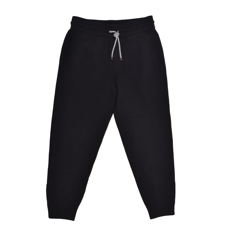 Brunello Cucinelli Men's Black Wool Knit Sweatpants