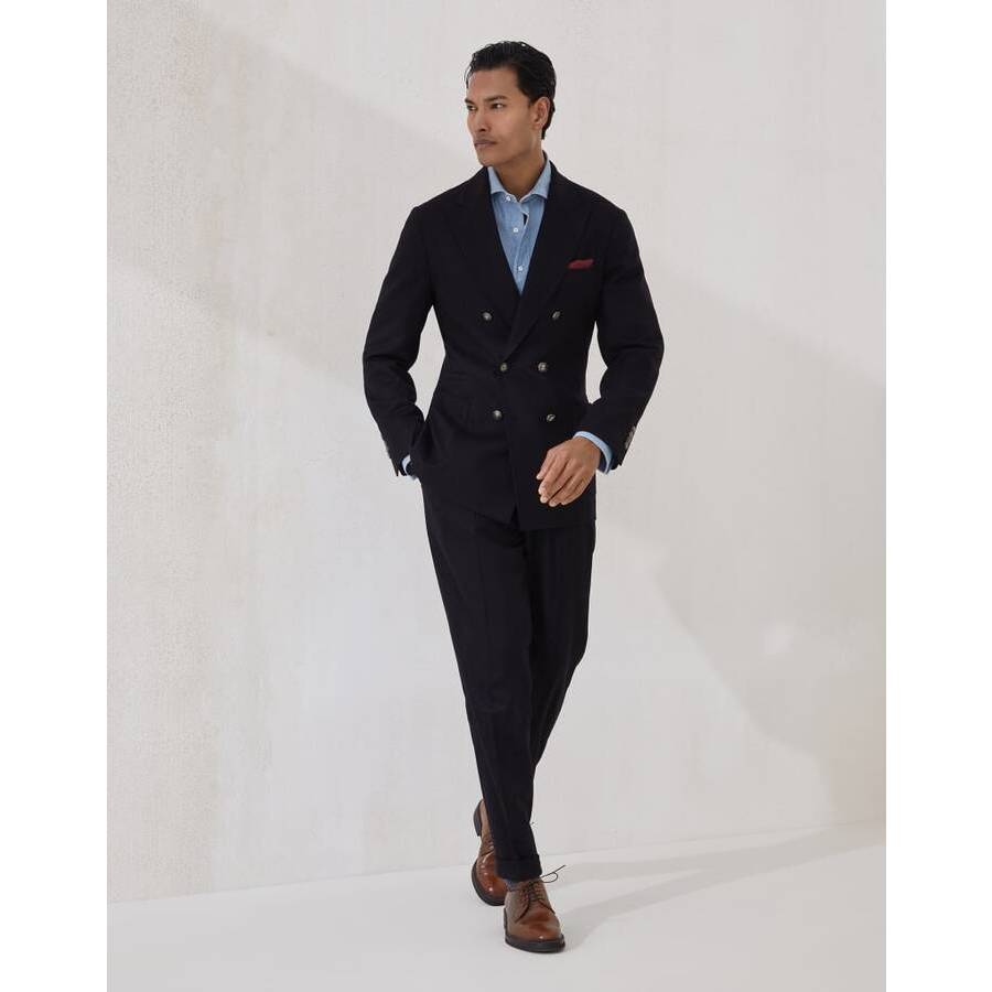 Brunello Cucinelli Men's Black Wool Double Breasted Suit