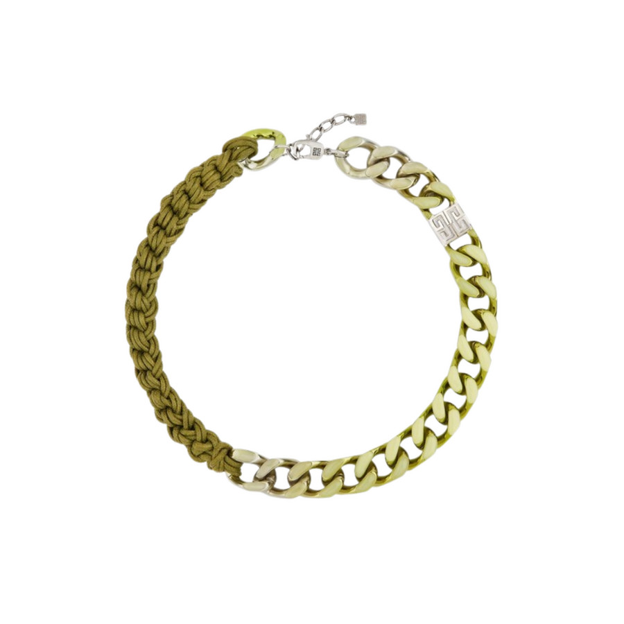 Givenchy Chain Mixed Crochet Short Necklace_Lime