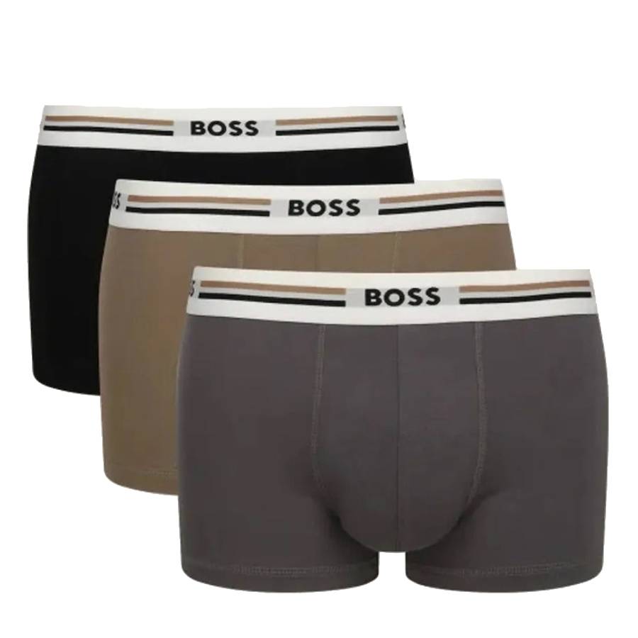Hugo Boss Three-Pack Of Trunks With Stripe And Logo Waistbands