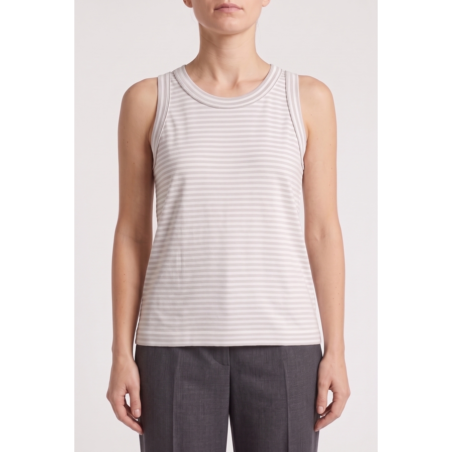 Brunello Cucinelli Women's Light Grey Striped Tank Top